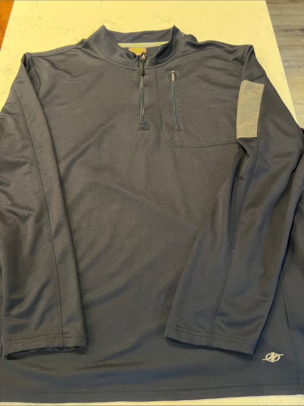 Quarter-Zip Pullover with Chest Pocket - Navy